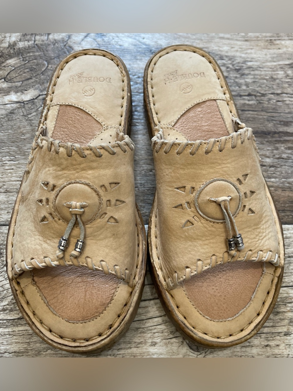 DOUBLE H BOOTS Tan leather Slip On Sandals 6 - Picture 1 of 8